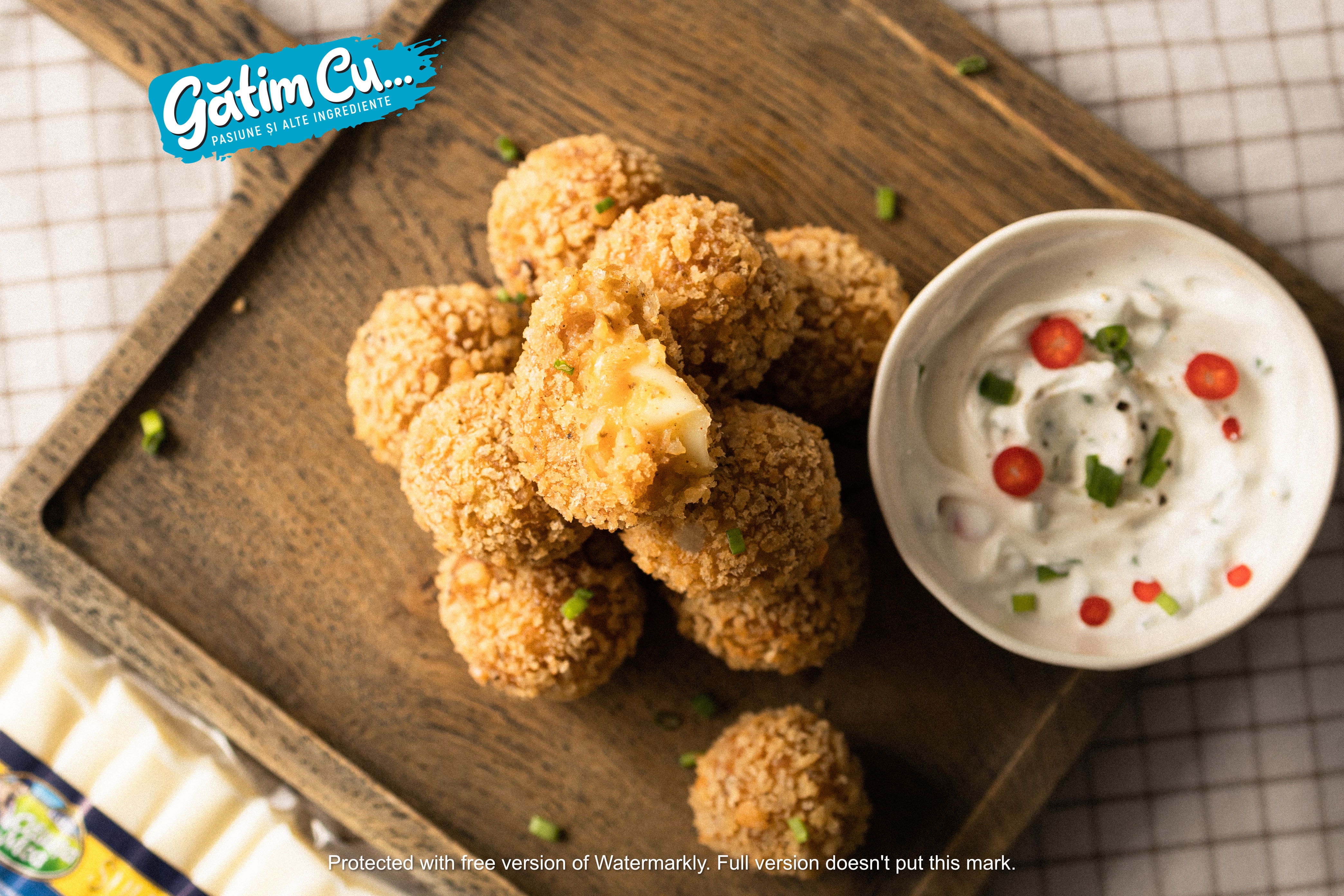 Breaded balls with potatoes and suluguni