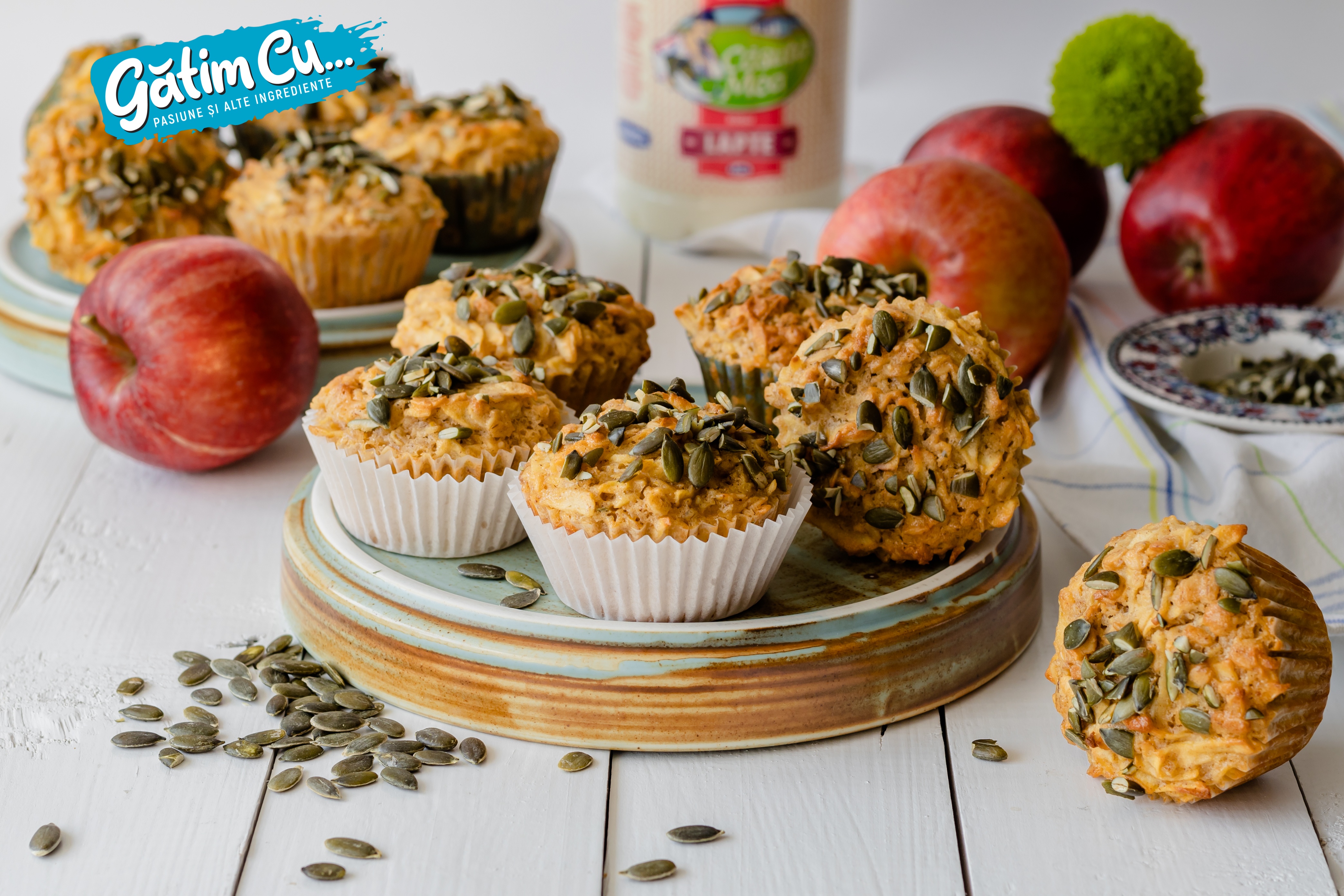 Brioșe cu făină integrală și mere