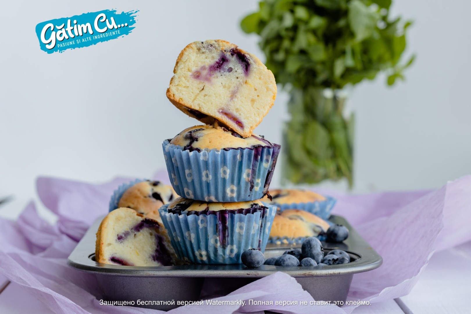 Brioșe pufoase cu afine