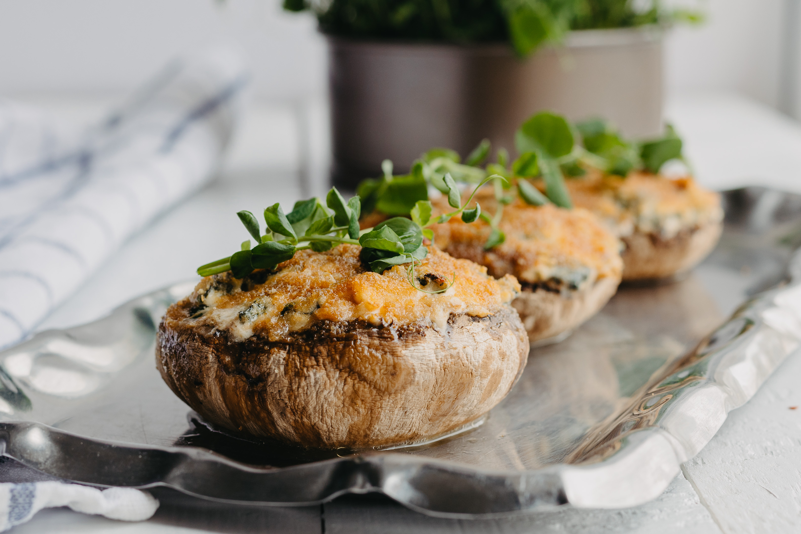 Mushrooms filled with spinach