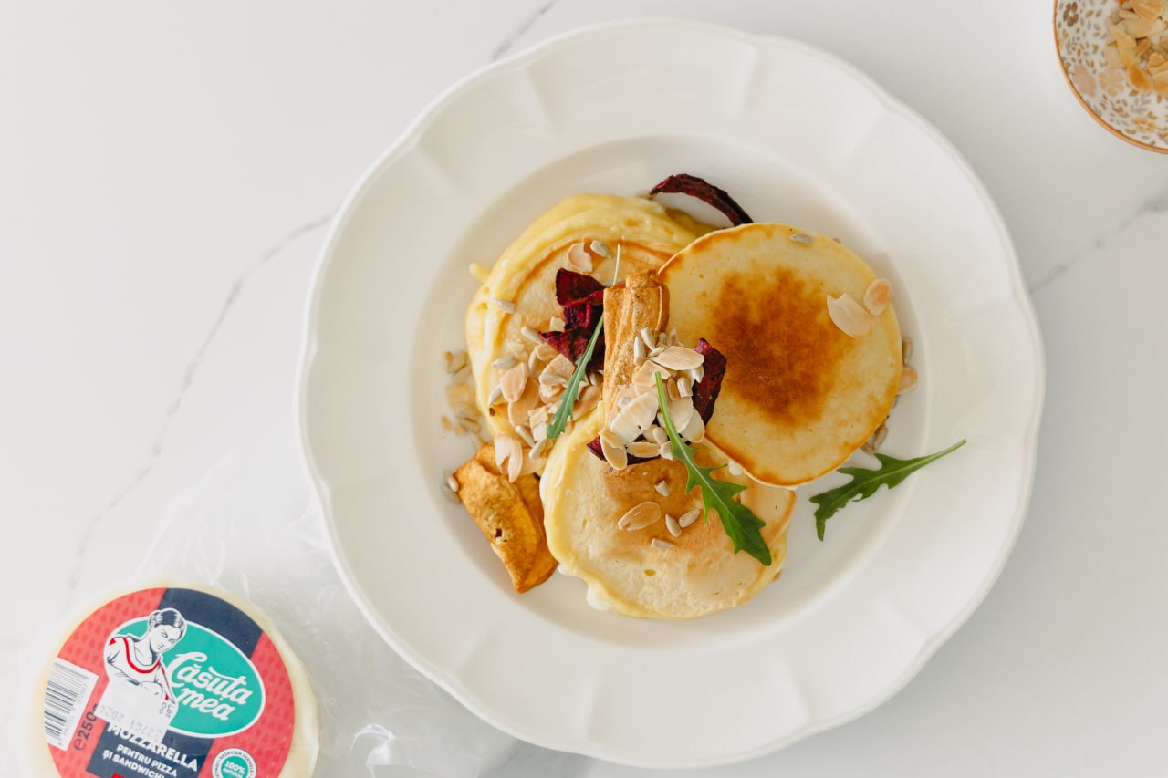 Pancakes inside with mozarella