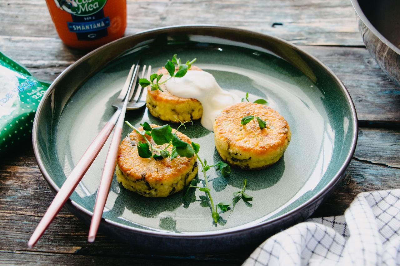 Сырники соленые со шпинатом