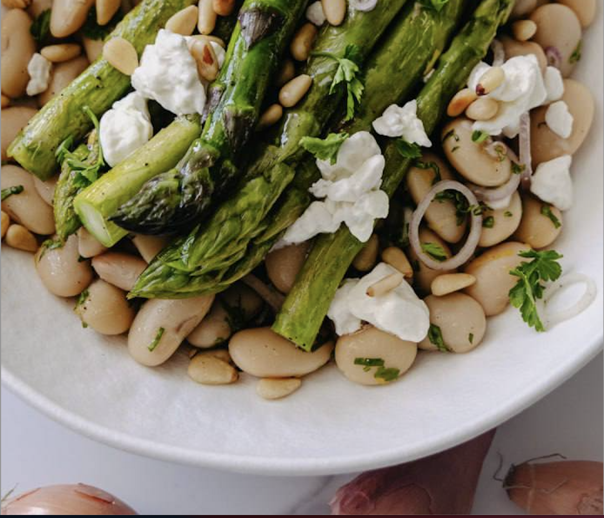 Asparagus, White Bean and Cottage Cheese Salad