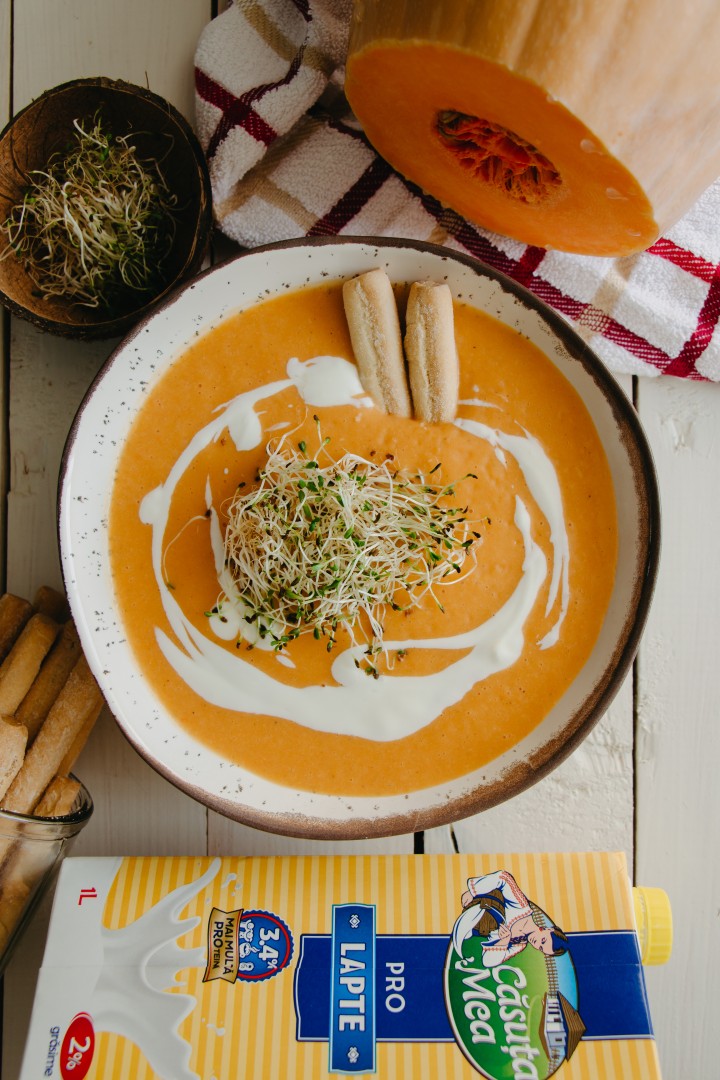 Нежный тыквенный крем-суп на молоке