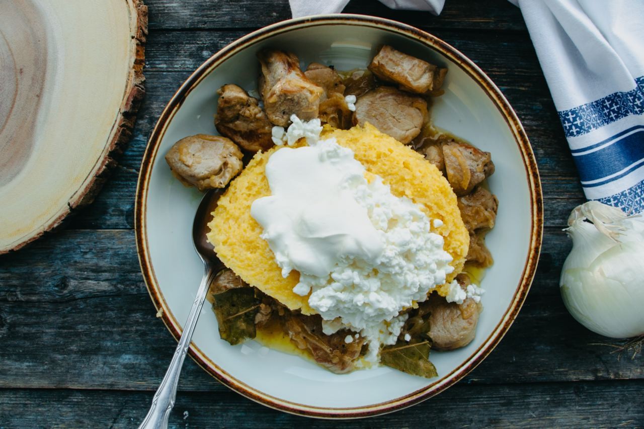 Pork stew with polenta
